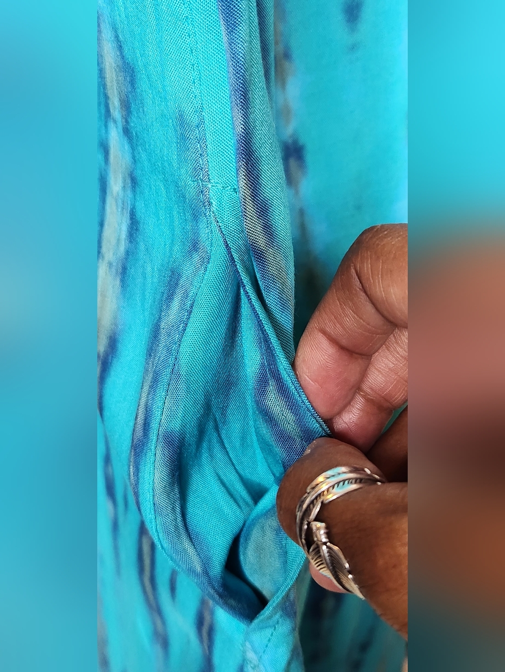 Soft Surroundings Turquoise and Navy Tie-Dye Midi/maxiDress Size 1x - Picture 4 of 7